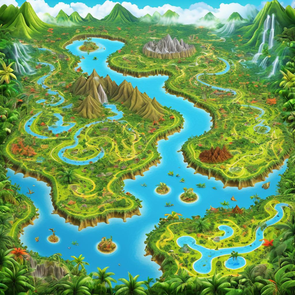 Prehistoric Dinosaur World Map Illustration