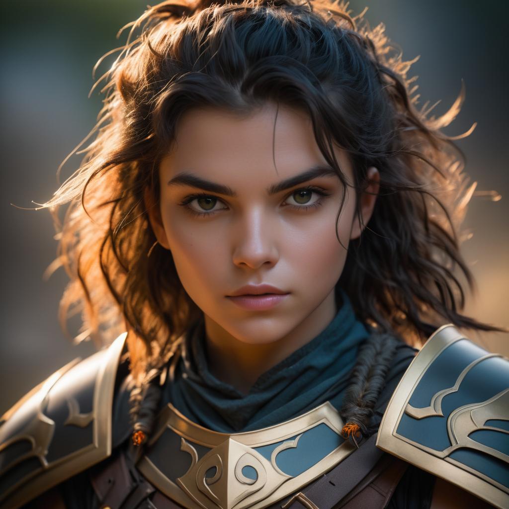 Fierce Young Warrior Portrait in Soft Light