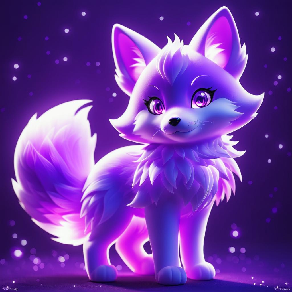 Radiant Anime Fox in Purple Glow