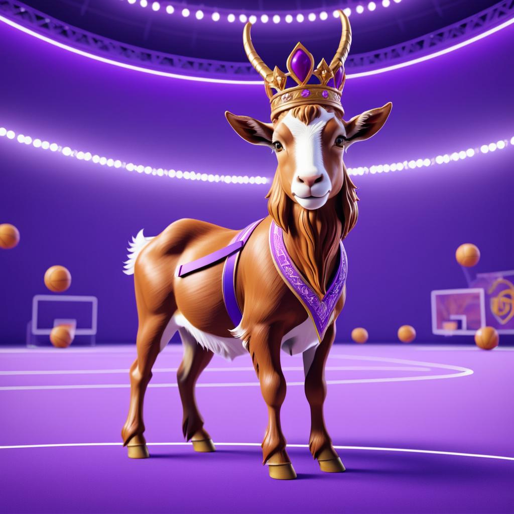 Regal Goat on Basketball Court