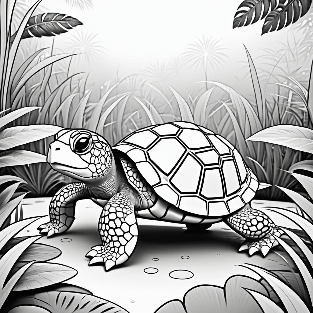 Cute Turtle Coloring Page for Kids