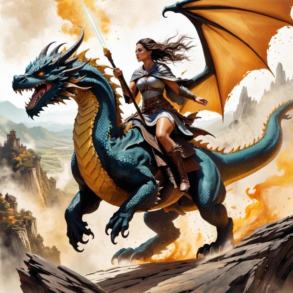 Epic Wizard Warrior on Dragon Adventure