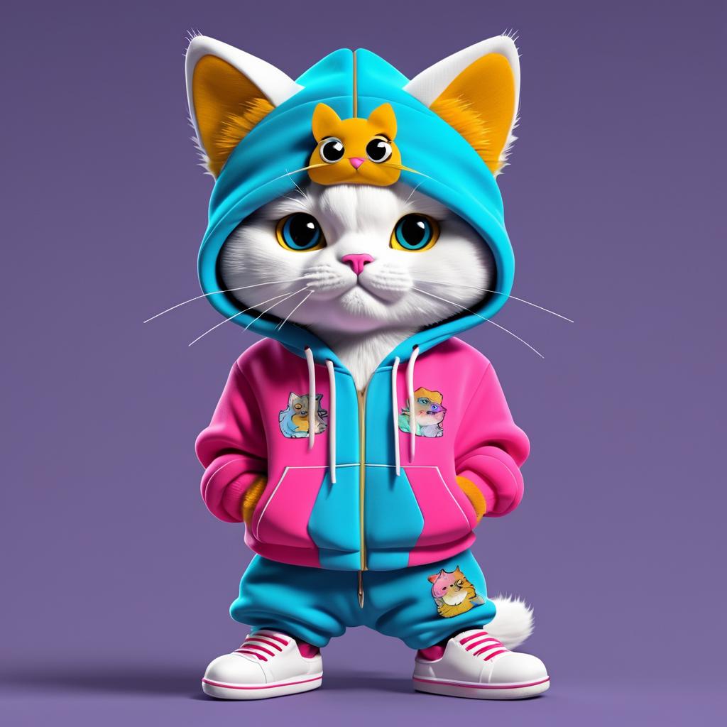 Rapper Kitty in Hoodie and Slippers