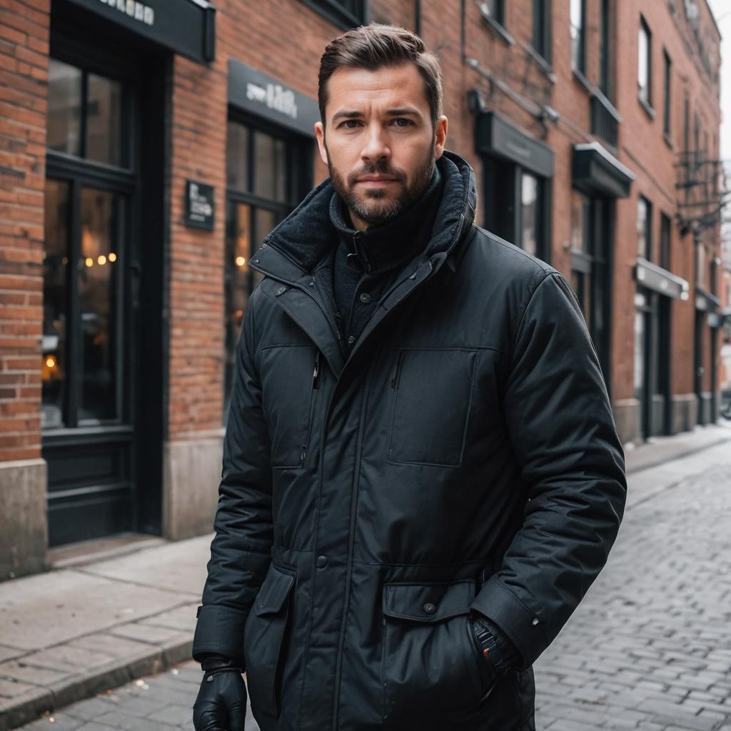 Urban Winter Style: Rugged Man Portrait