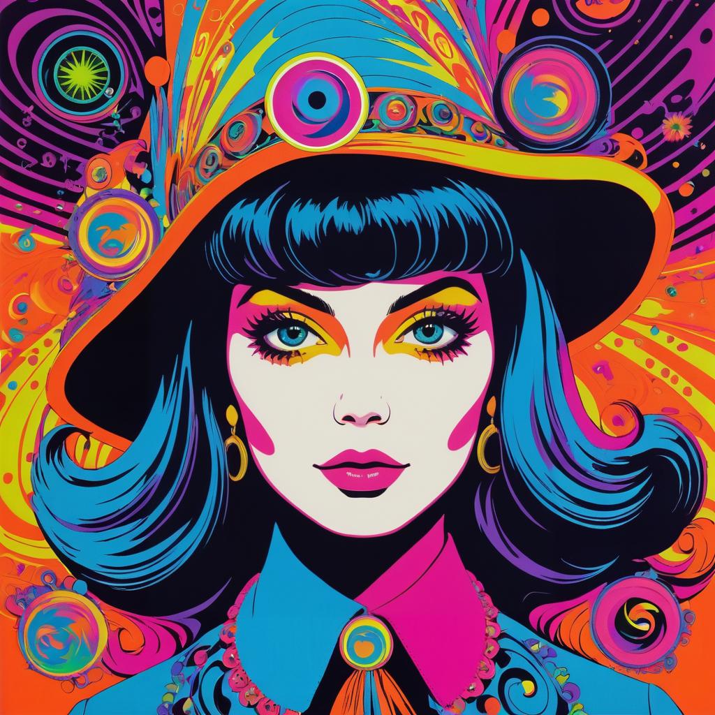 Vibrant 60s Pop Art Witch Design