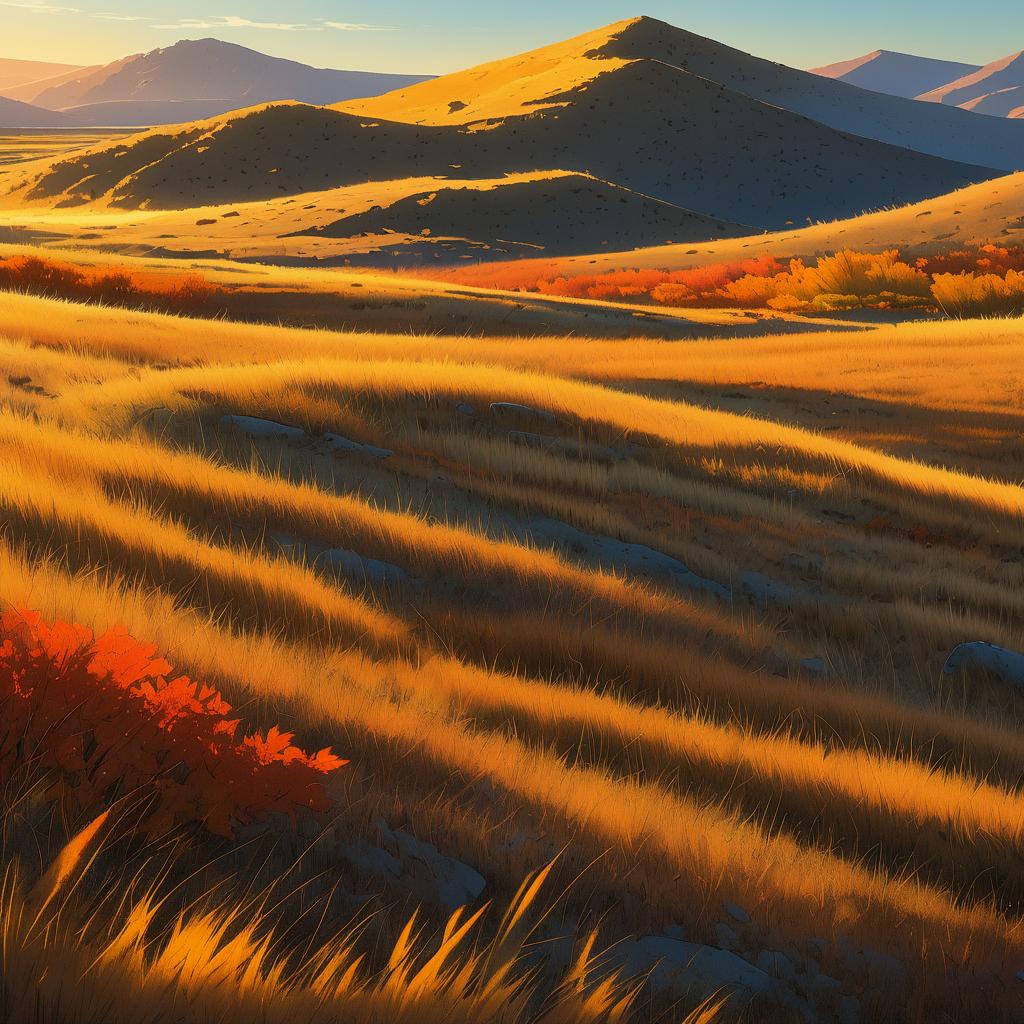 Autumn Serenity in the Wind-Swept Steppe