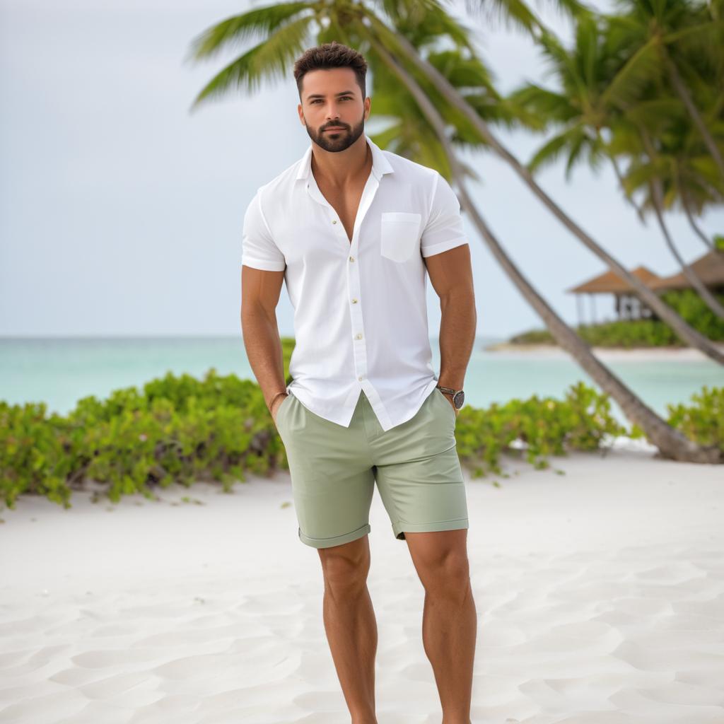 Serene Beach Portrait of Average Man