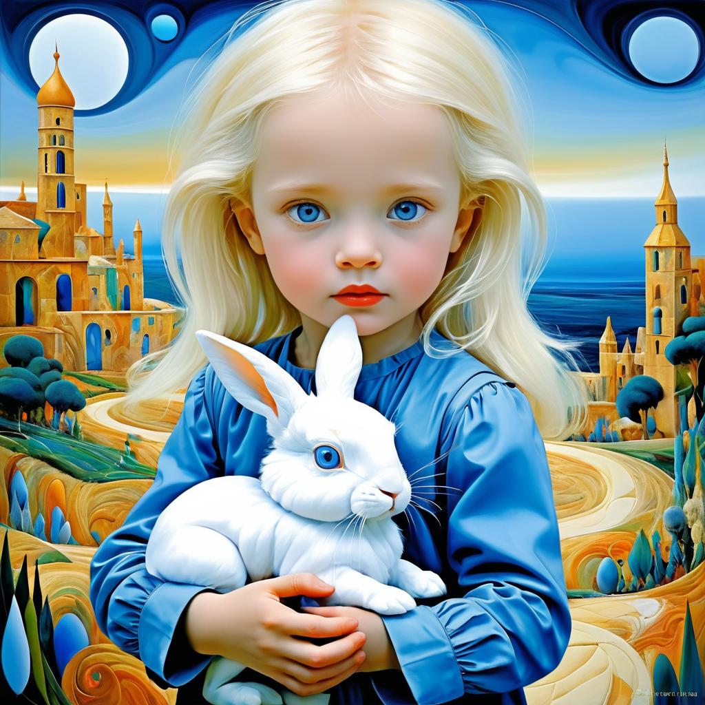 Surreal Portrait of a Child and Rabbit