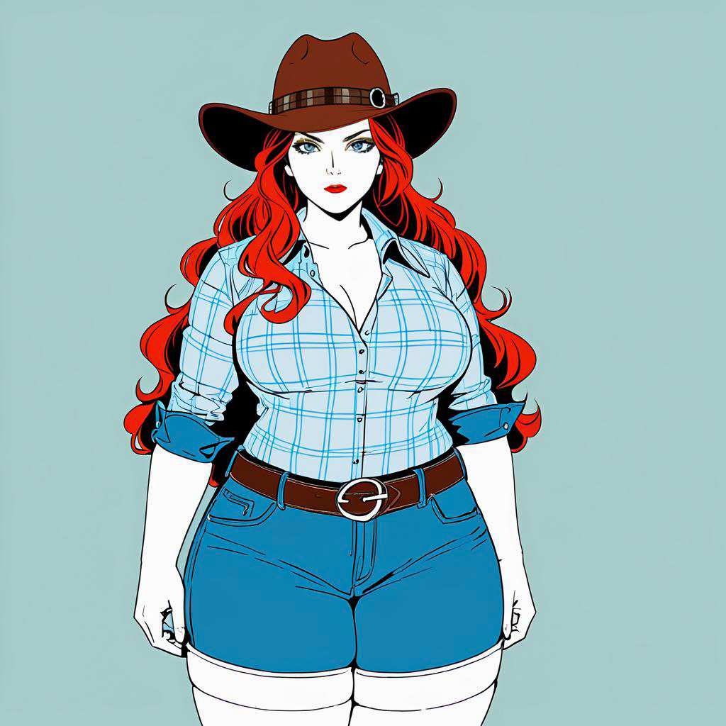 Cowgirl Duelist in Minimalist Style