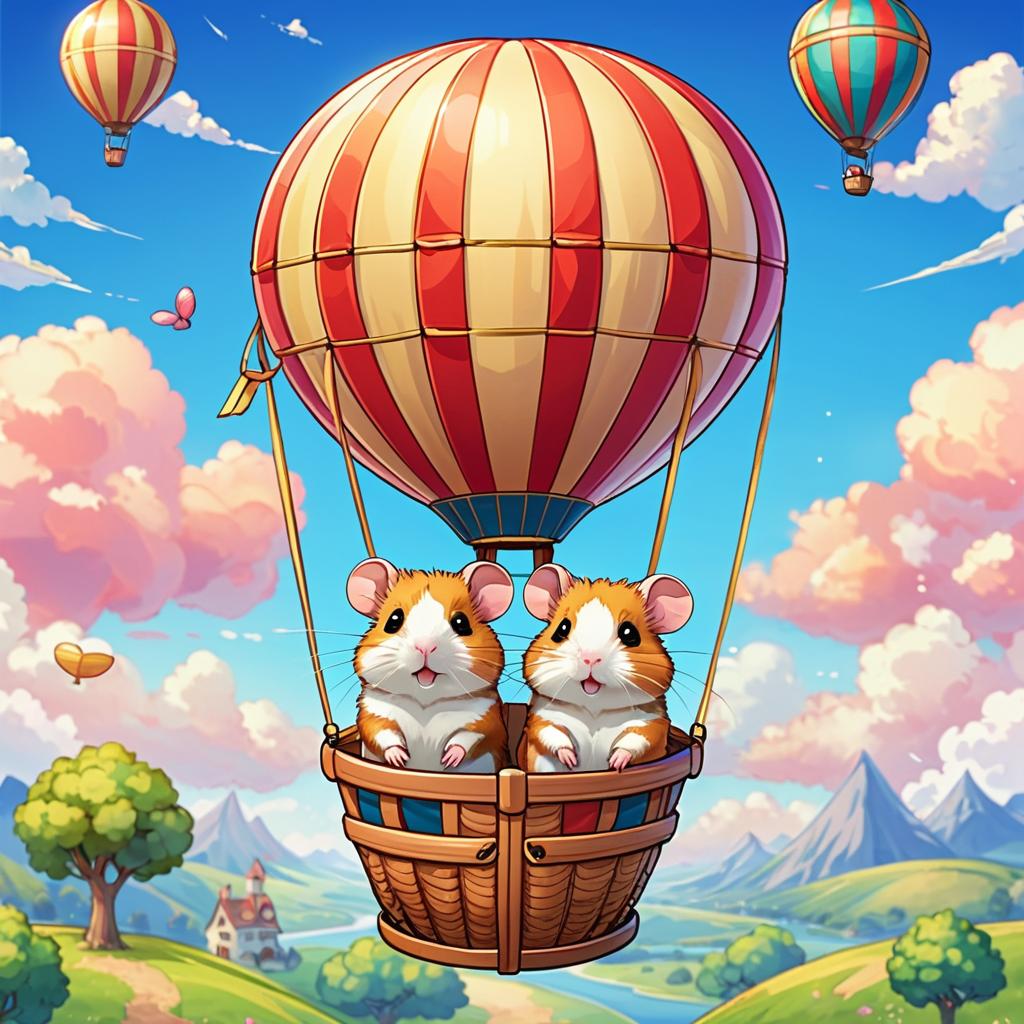 Adorable Hamsters in a Colorful Balloon