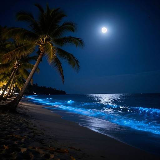 Magical Nighttime Tropical Beach Scene