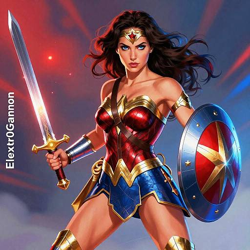 Dynamic Wonder Woman Action Illustration