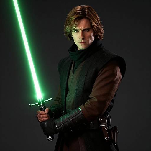 Male Star Wars Character with Green Lightsaber