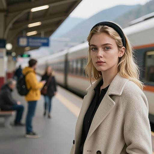 Blonde Woman at Blurry Train Station