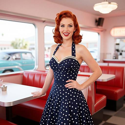 Vintage 1950s Redhead in Diner