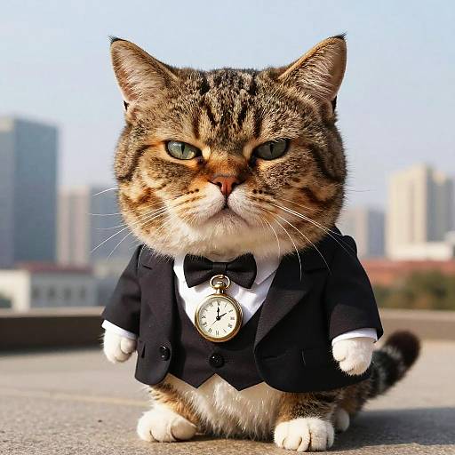 Spoiled Cat Caricature in Suit