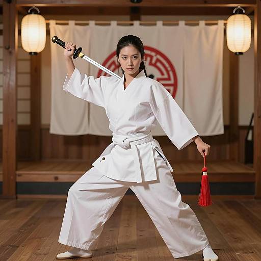 Warrior Woman in Traditional Japanese Garb