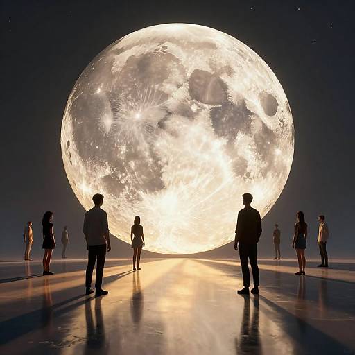 Surreal 3D Scene with Moon Structure