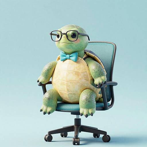 Stylish Turtle in Office Chair