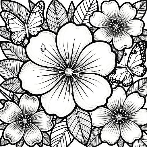 Intricate Exotic Jungle Flowers Illustration