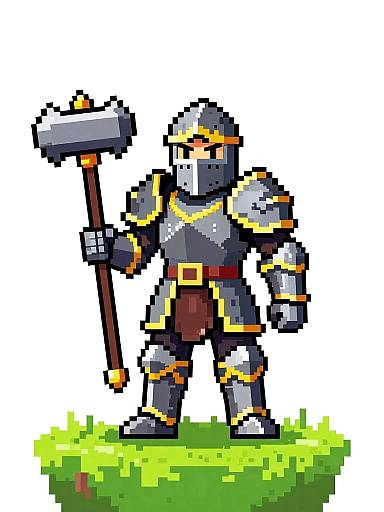 Pixel Art Knight in Dark Armor