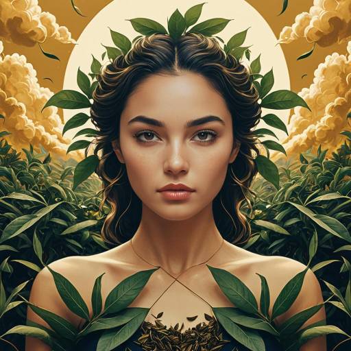 Surreal Portrait of Woman with Tea Leaves