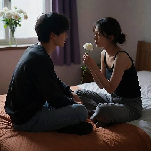 Intimate Moment in a Dim Room