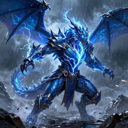 Lightning Dragonborn Warrior in Storm