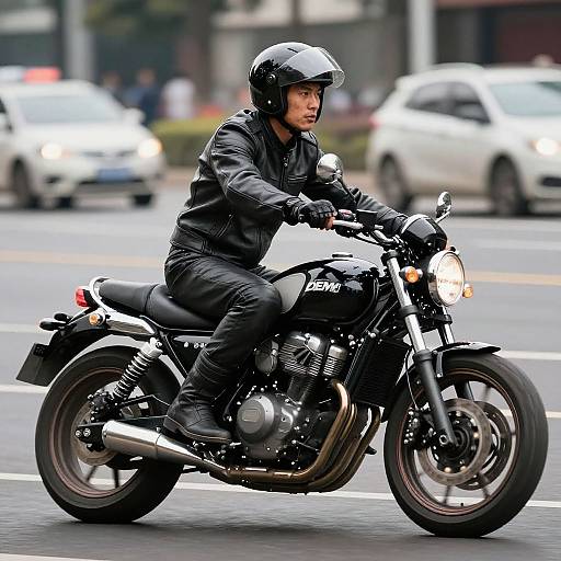 Photorealistic Motorcycle Rider in Leather