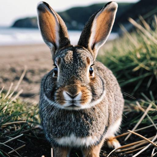 Photorealistic Rabbit on Coastal Edge