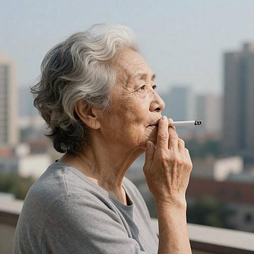 Elderly Woman in Cityscape Portrait