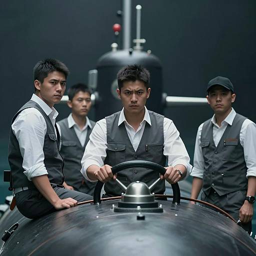Intense Submarine Crew in Action