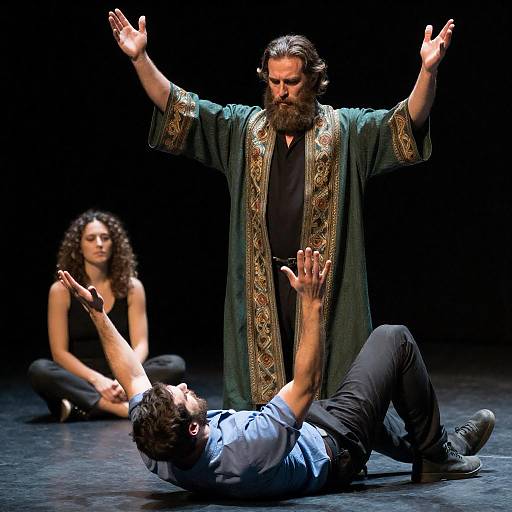 Bearded Man in Green Robe Confrontation