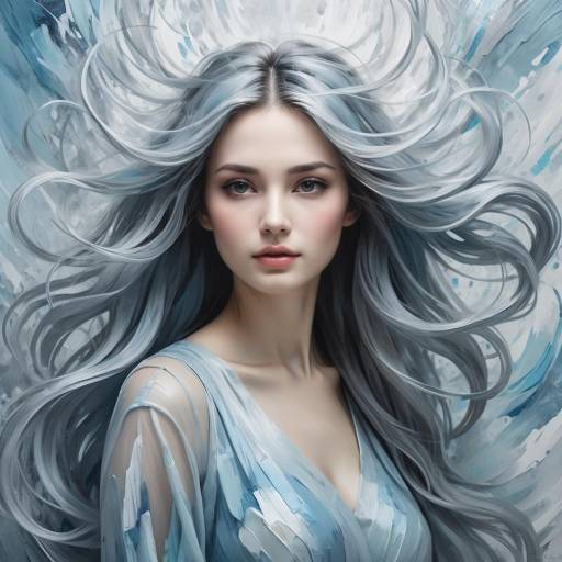 Portrait of Woman with Flowing Silver Hair