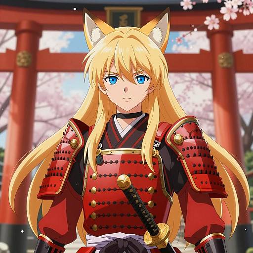 Anime Fox-Eared Samurai Woman