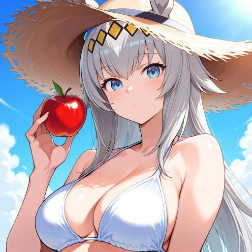 Horse Girl in Summer Swimsuit Scene