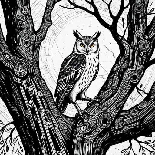 The Owl of Athena on Ancient Olive Tree