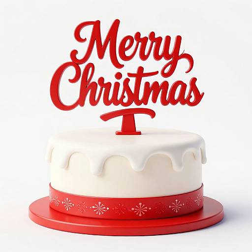 3D Festive Merry Christmas Cake