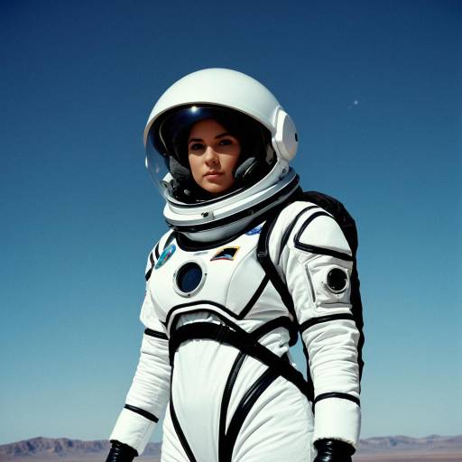 Woman in Realistic Spacesuit Standing Outdoors