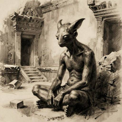 Expressionist Wojak in Ancient Temple