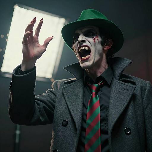 Male Vampire Screaming with Sharp Fangs