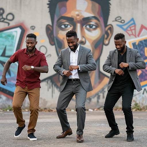 Joyful Dance Celebration in Urban Graffiti