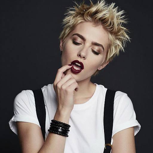 Edgy Blonde Woman Sensual Portrait