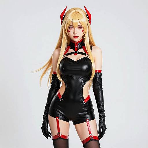 Blonde Anime-Style Black & Red Cosplay
