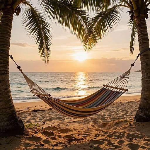 Tropical Beach Hammock at Sunset