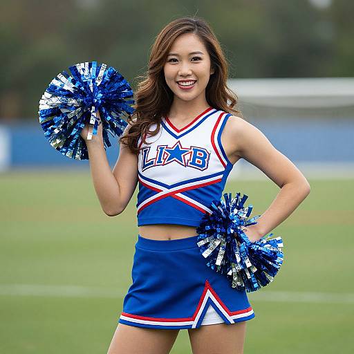 Cheerleader Woman in Stars Costume