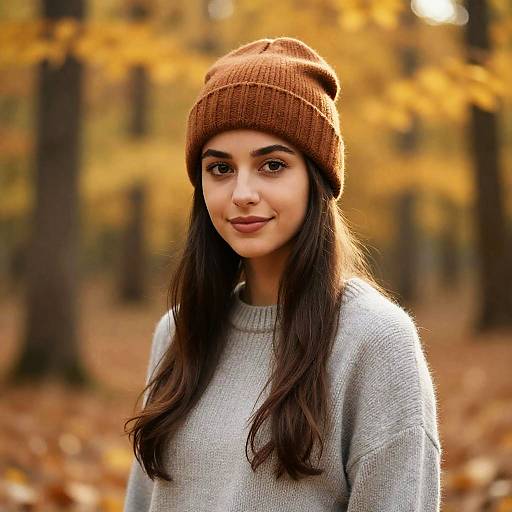 Young Woman in Autumn Forest