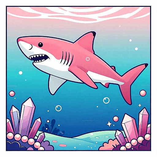 Underwater Sharks with Crystals Coloring