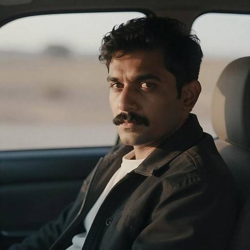 Serious man sitting in car