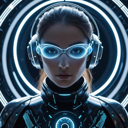 Futuristic Female AI with Holographic Tech Lenses